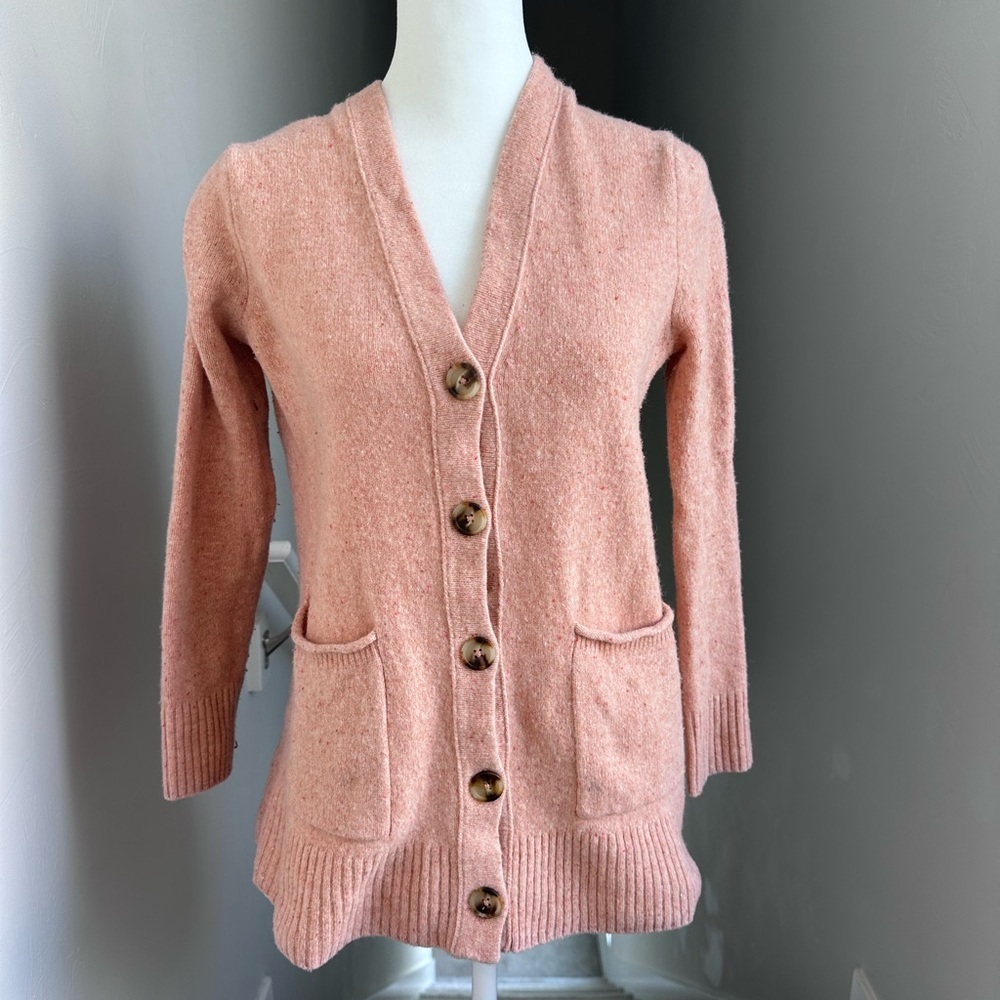 Madewell Donegal Maysfield Cardigan‎ Sweater Peach 100% Merino Wool Size XS